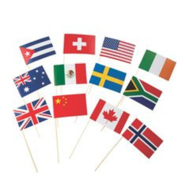 12 different national hand flags